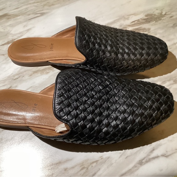 Joie Black Leather Woven Women's Mules - Picture 2 of 4